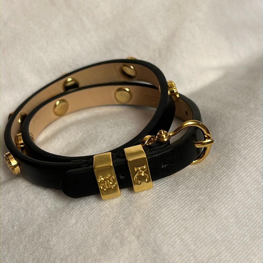 Rustic Cuff Black and Gold Studded Bracelet